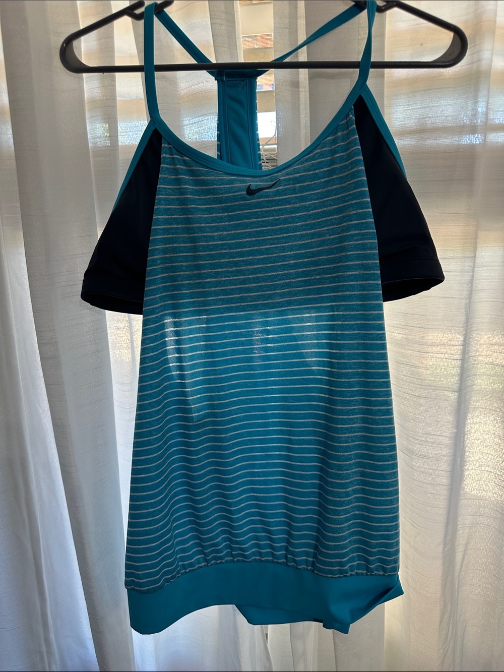 Nike Teal Striped Tank with Navy Sleeves